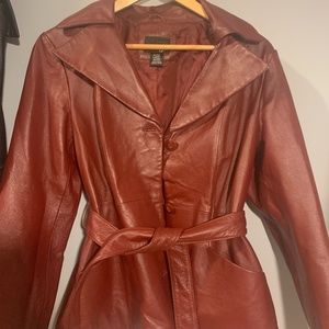 Genuine Leather Blazer Trench